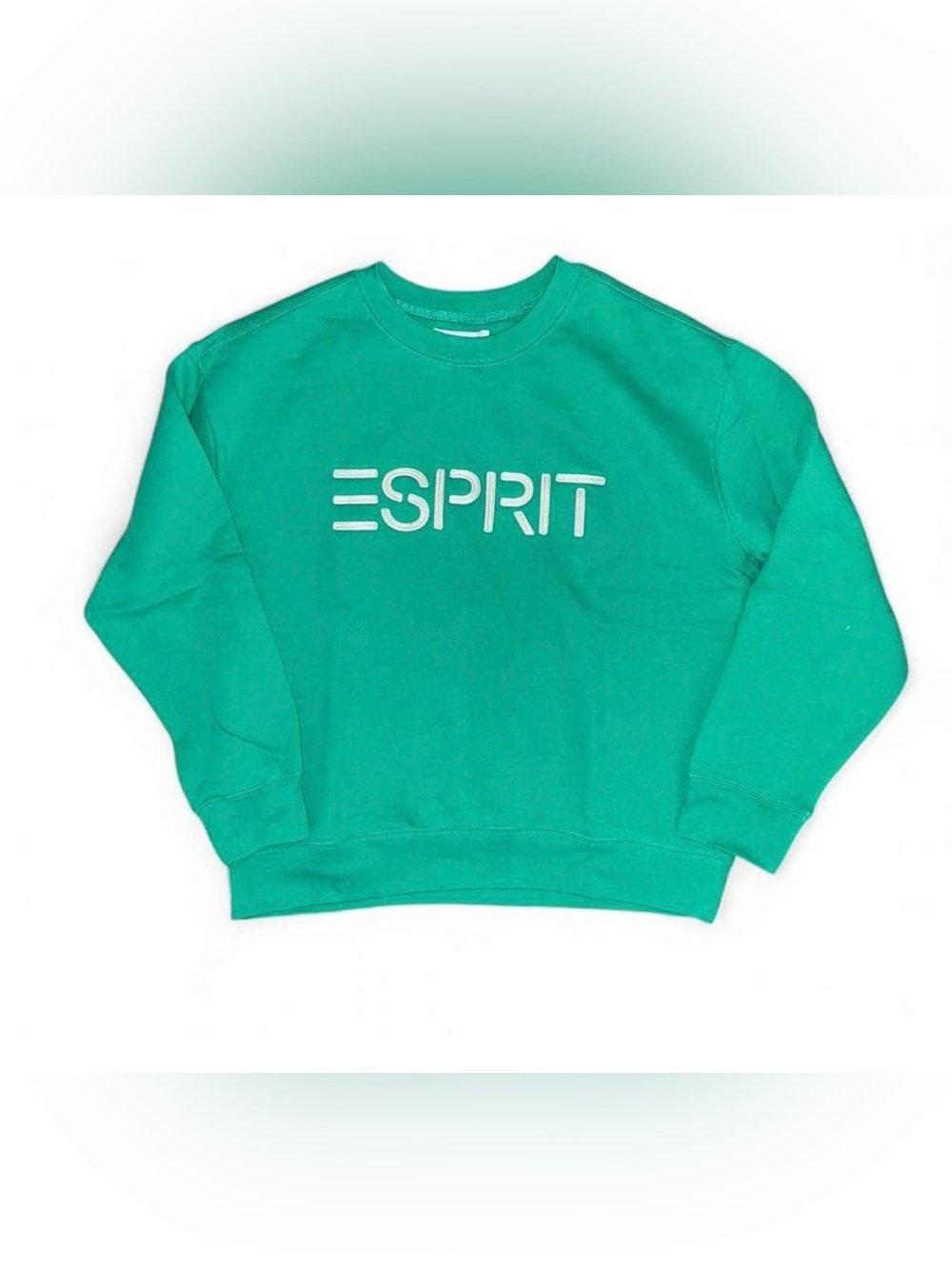 NWT Esprit Retro Logo Embroidered Crew Sweatshirt Vintage 80s Cozy Pullover - Picture 2 of 5